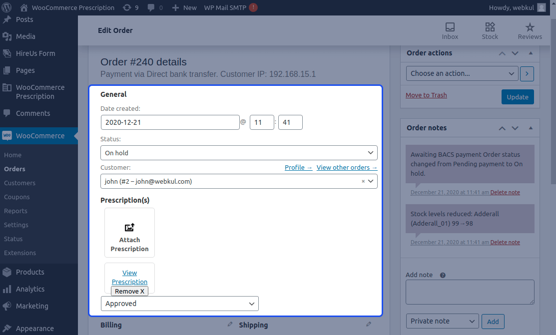 Medical Prescription Attachment Plugin