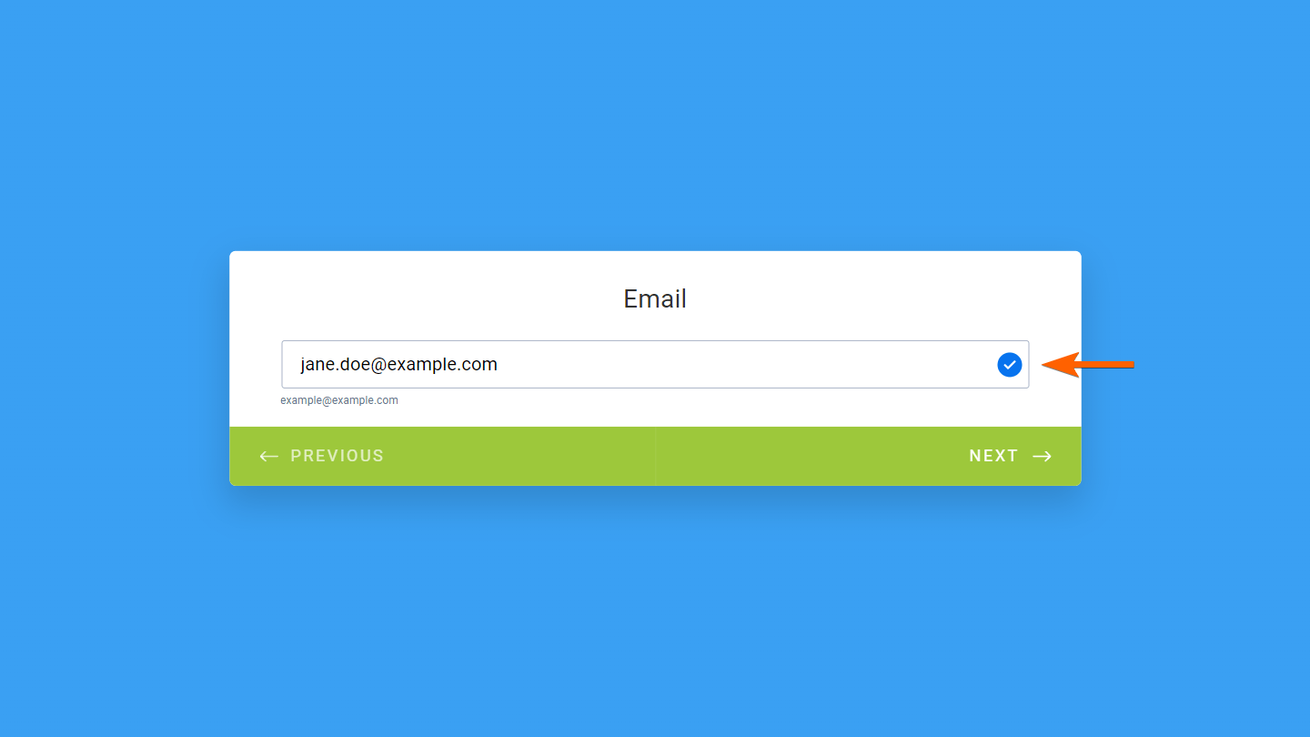 Ein Indikator für eine verifizierte E-Mail-Adresse auf einem Kartenformular