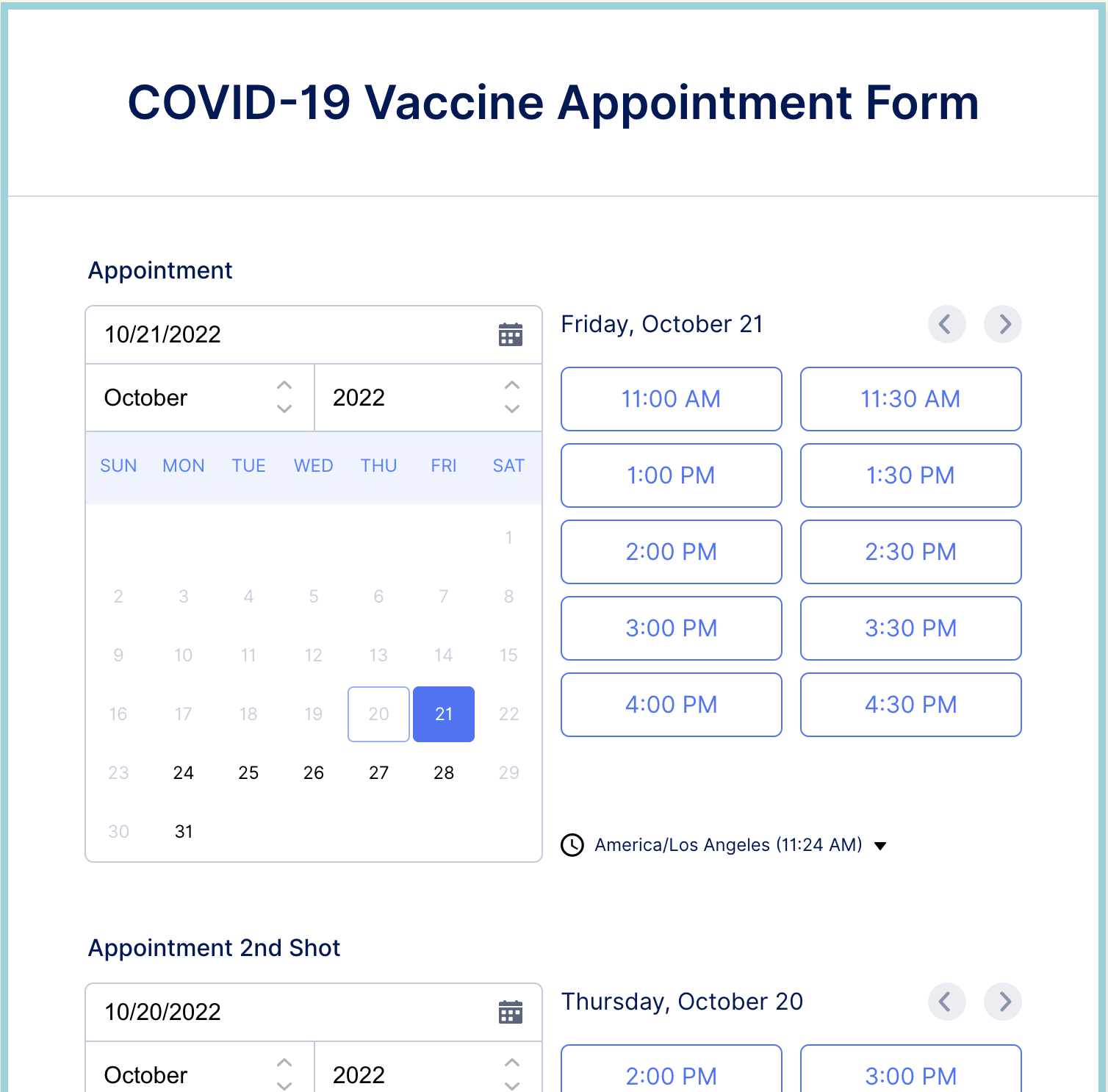 Covid 19 Vaccine Appointment Form