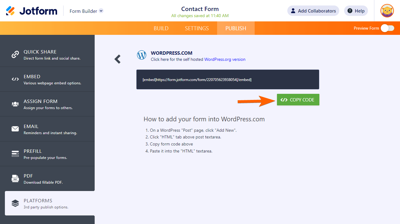 Cara Menyematkan Formulir ke WordPress