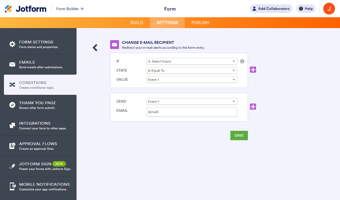 jotform-condition-send-email-event-based