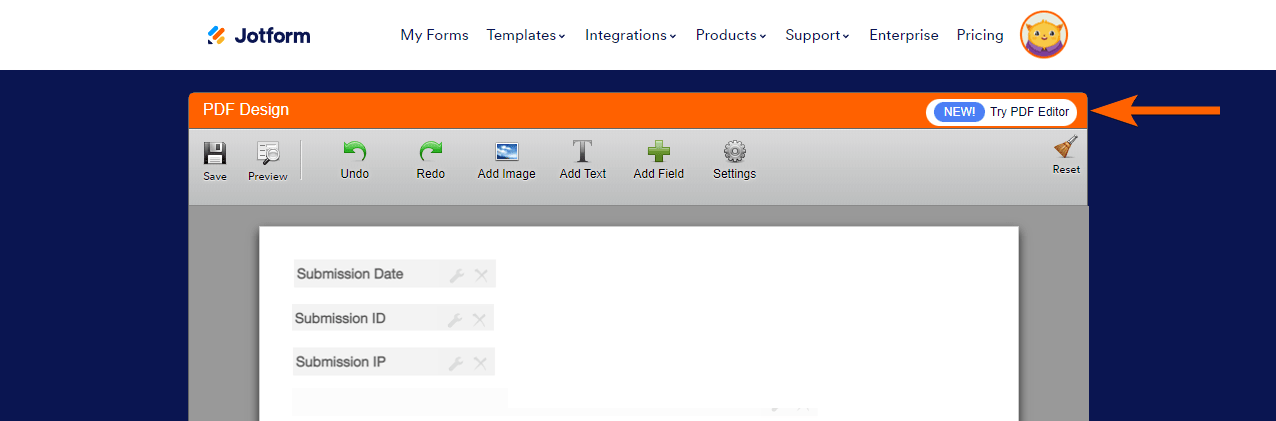old-pdf-editor-try-new-pdf-editor-button