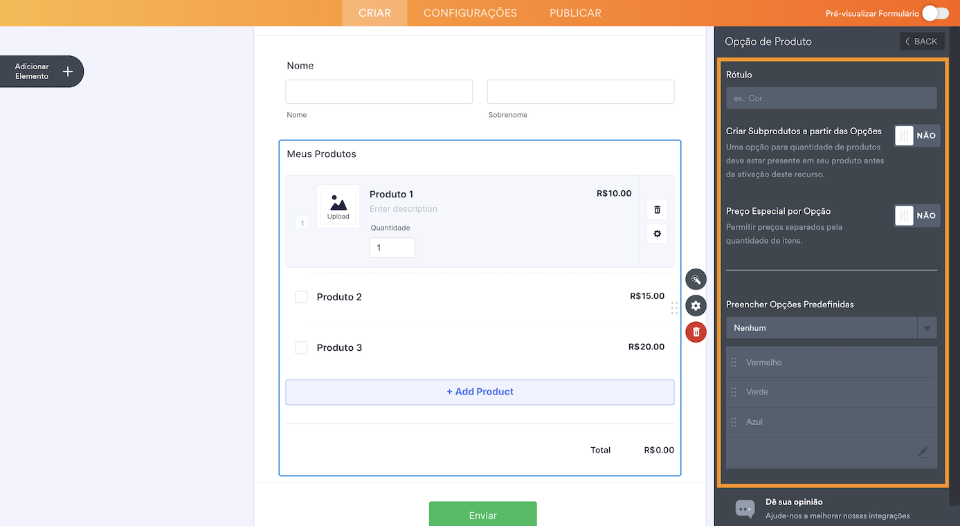 jotform-opcoes-de-produto-personalizadas