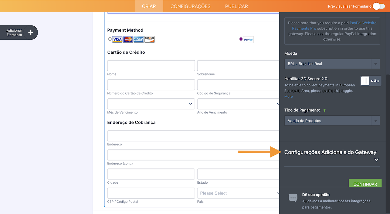 criador-de-formularios-configuracoes-adicionais-do-gateway