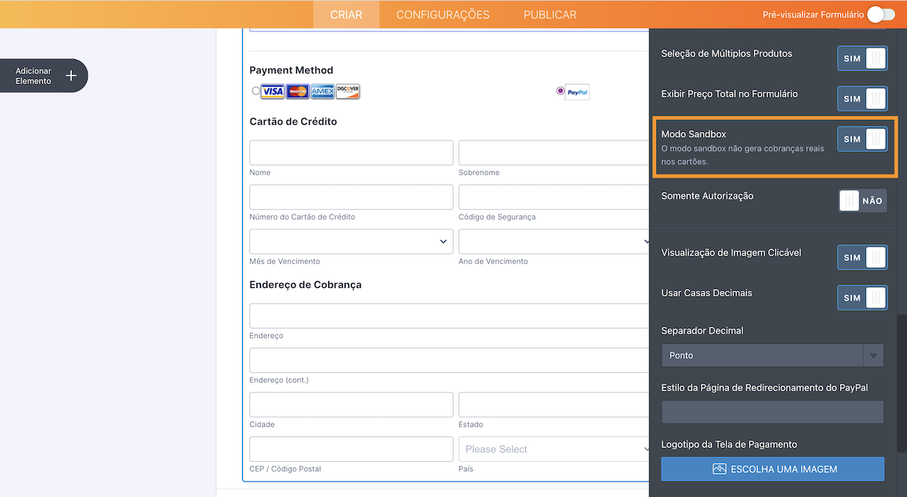 criador-de-formularios-ativar-modo-sandbox