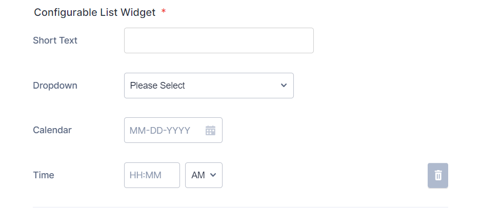 Configurable List Widget Vertical Layout