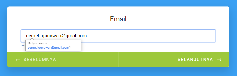 Pemeriksa email formulir kartu