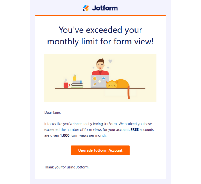 Email tampilan batasan formulir