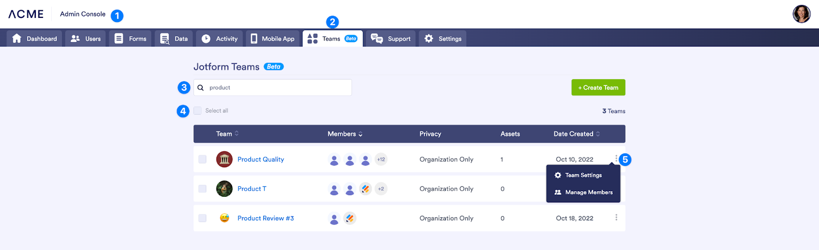 Using the Jotform Teams admin role to enhance project management Image-1