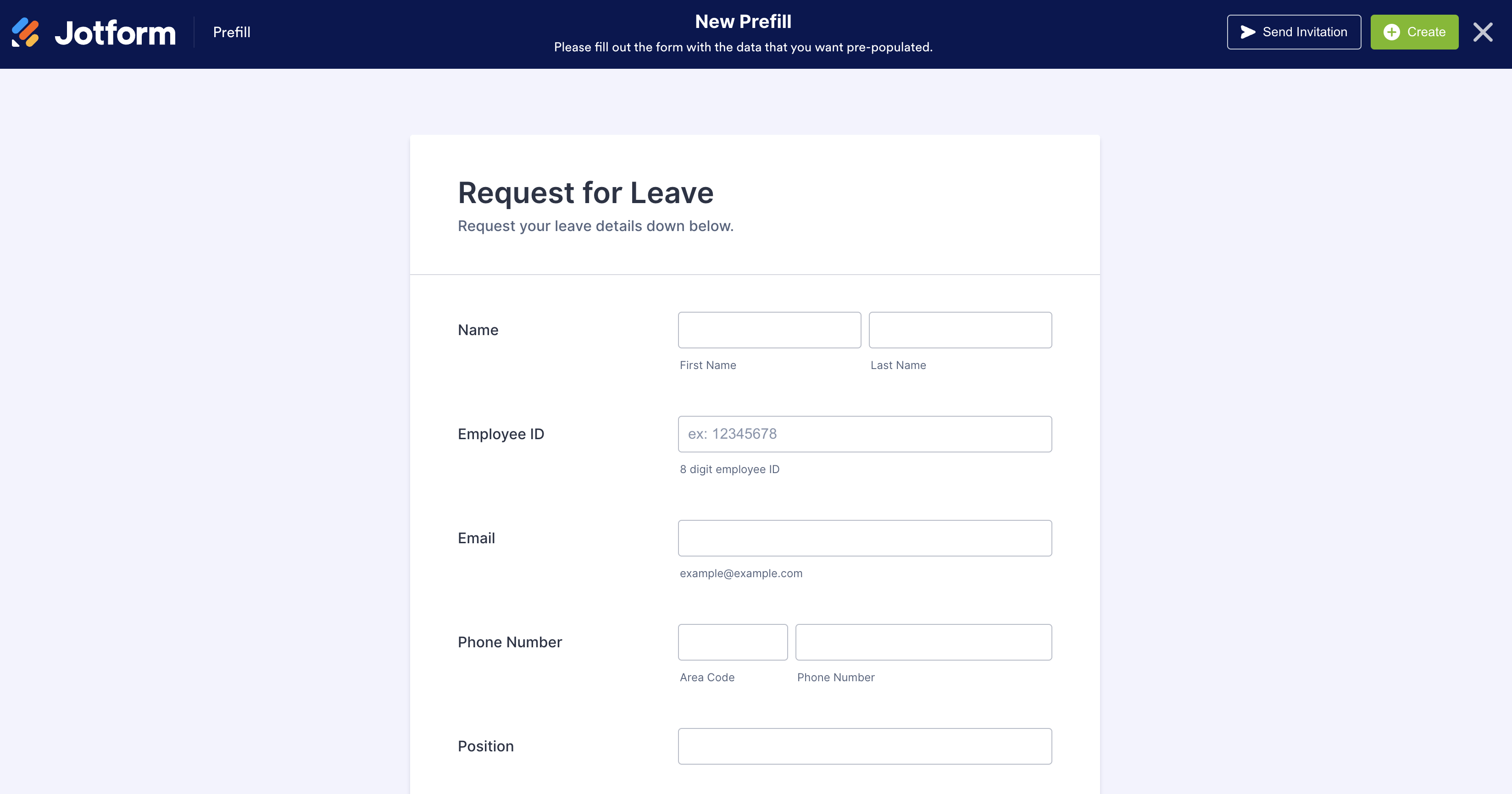 Image of Prefilled Form