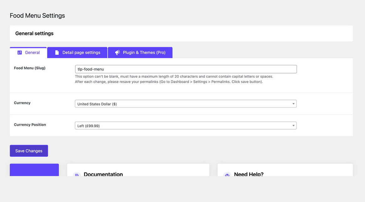 Image of Food Menu Plug-in