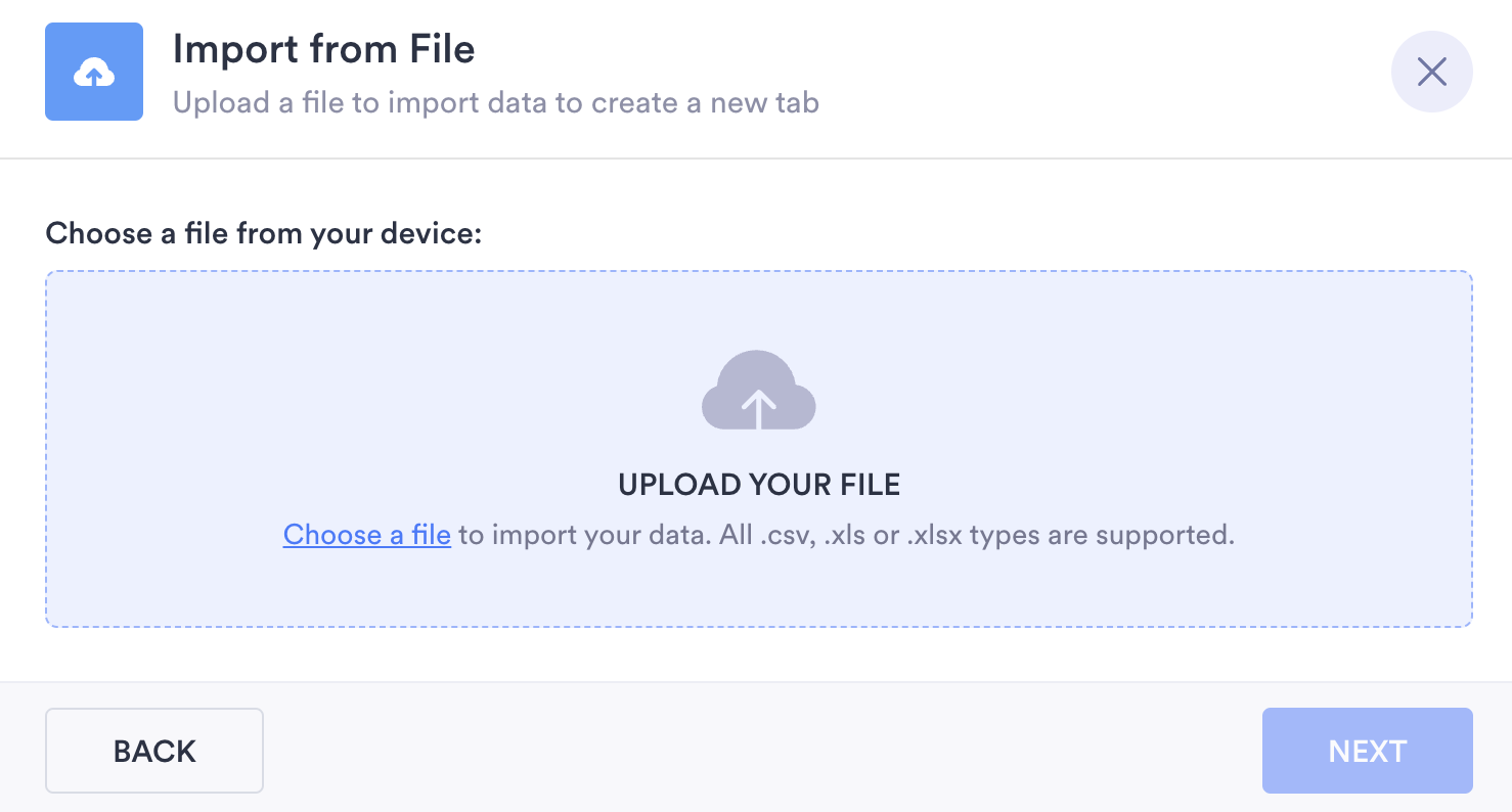 Image of Import from File Page