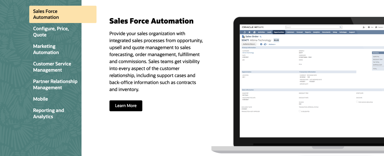 Image of Oracle NetSuite Software