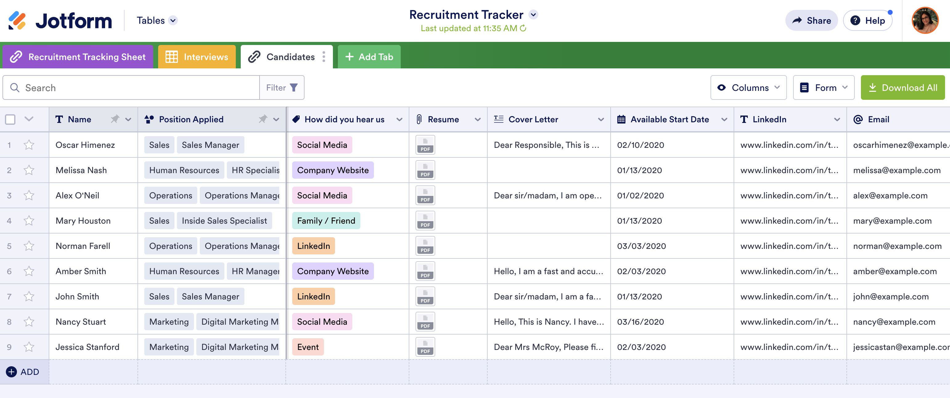 Image of Recruitment Tracker Template