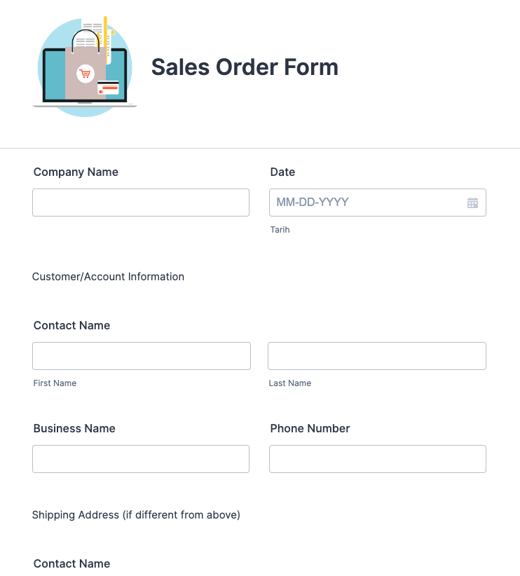 Image of Sales Order Form