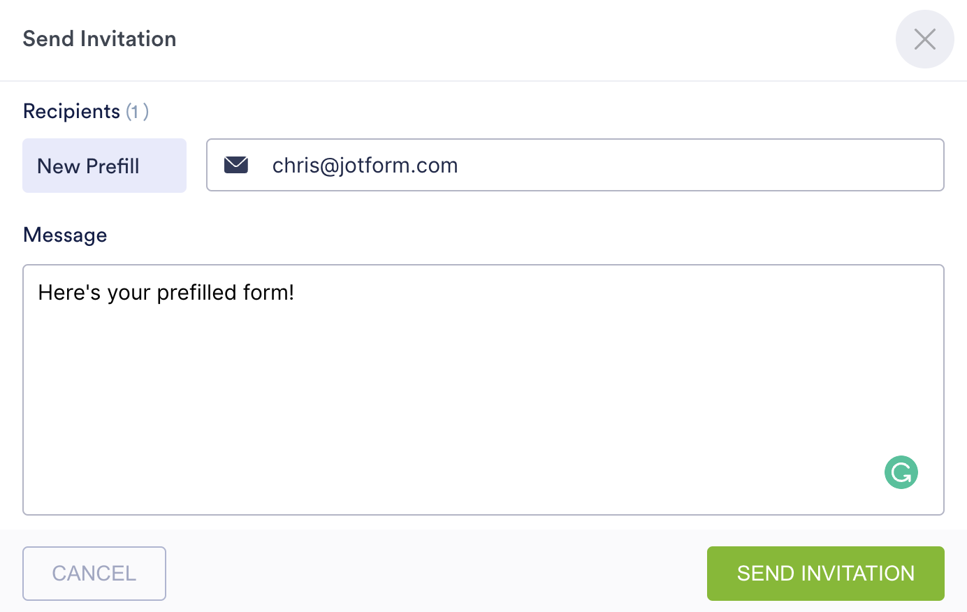 Sending the Prefilled Form to Users by Email