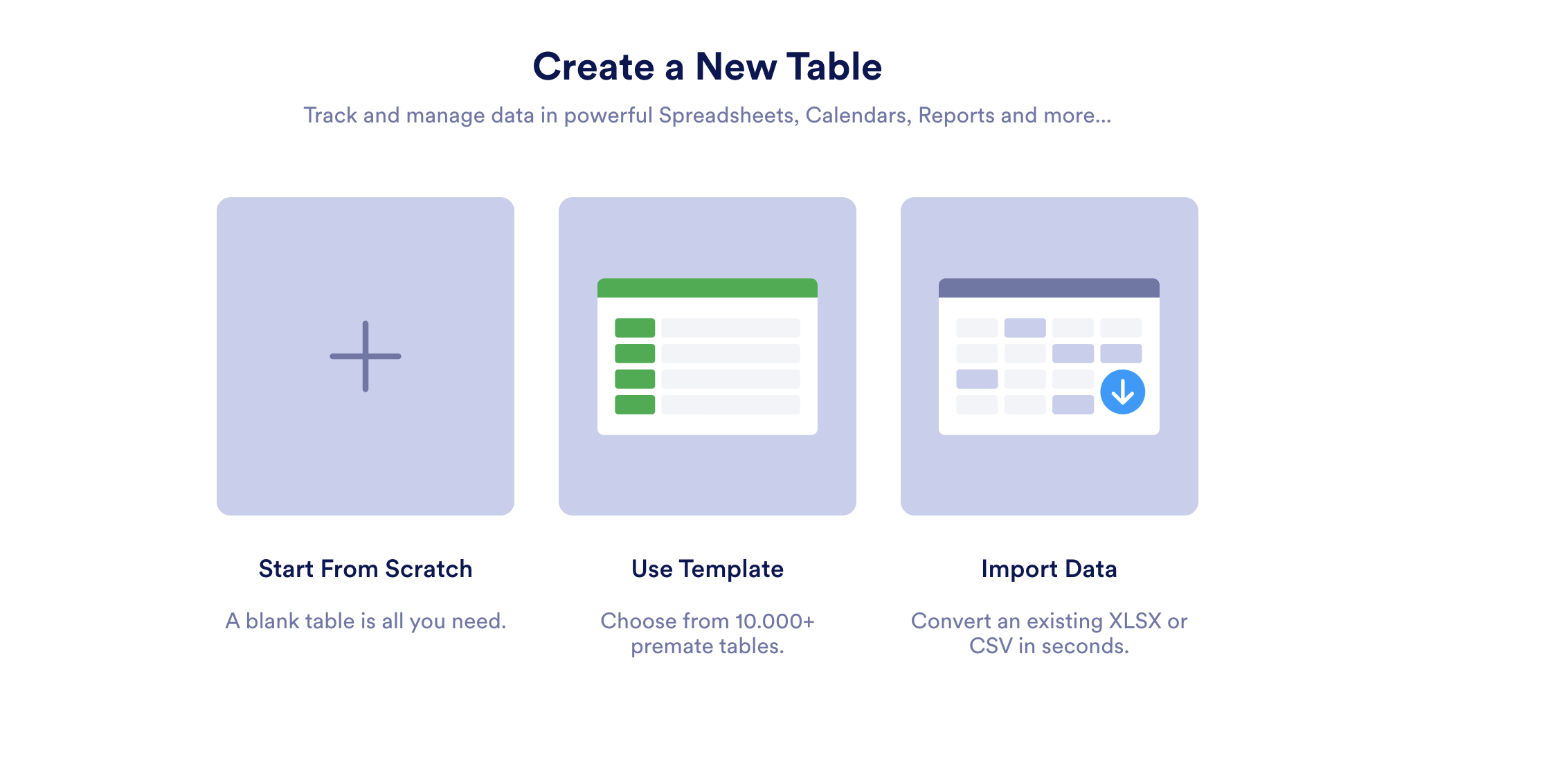 Image of Create a New Table Page