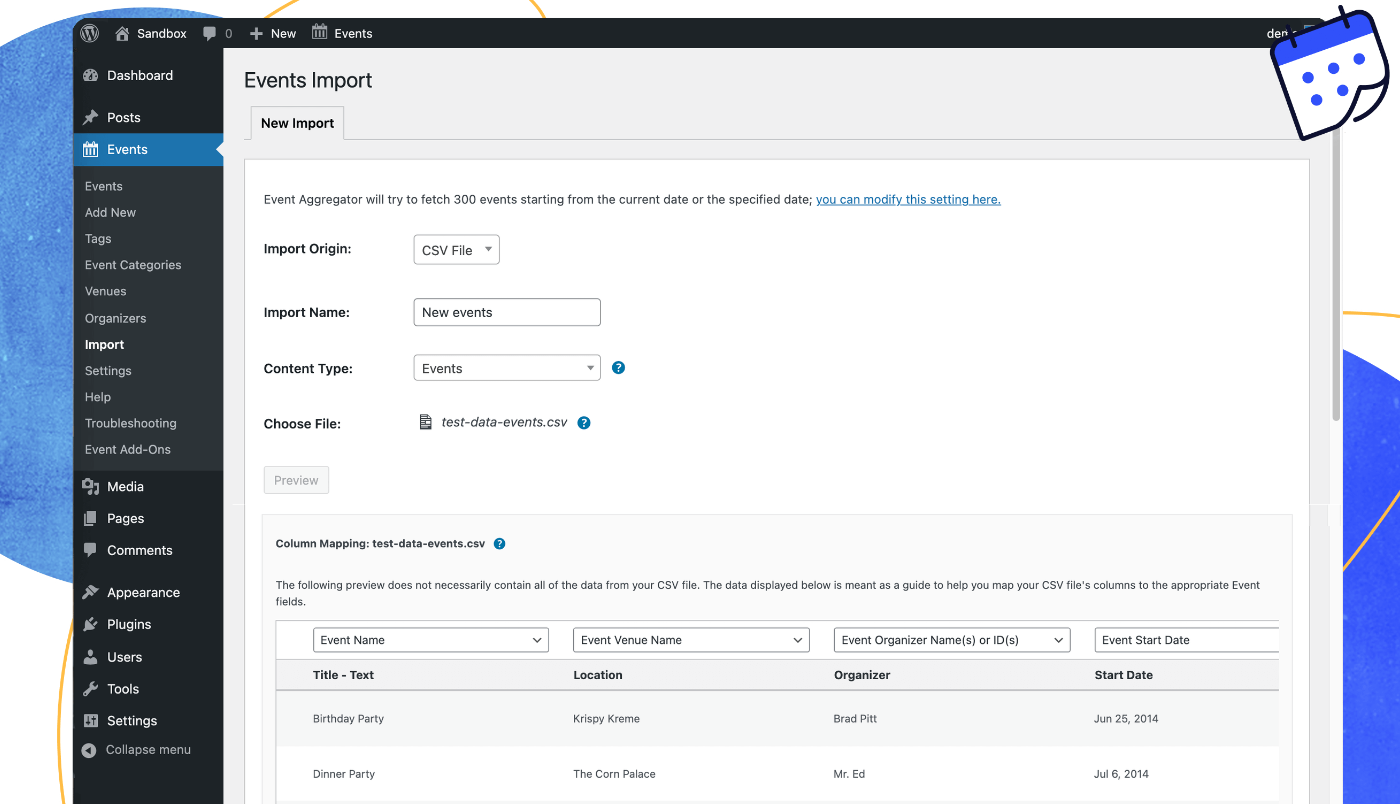 Image of the Events Calendar Plug-in
