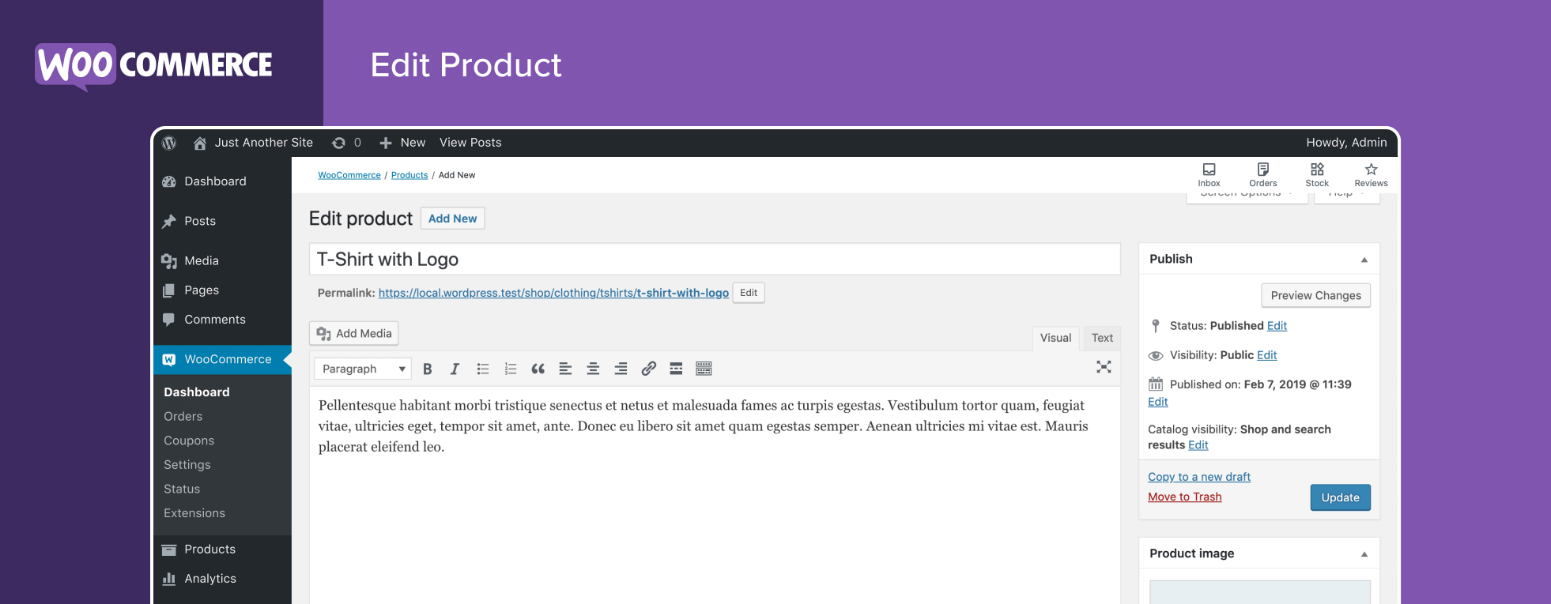 Screenshot of woocommerce