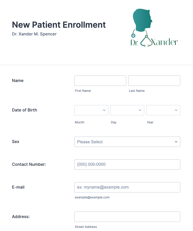 New Patient Enrollment Registration Form