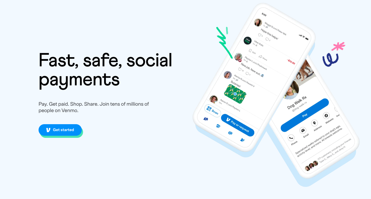landing page of venmo