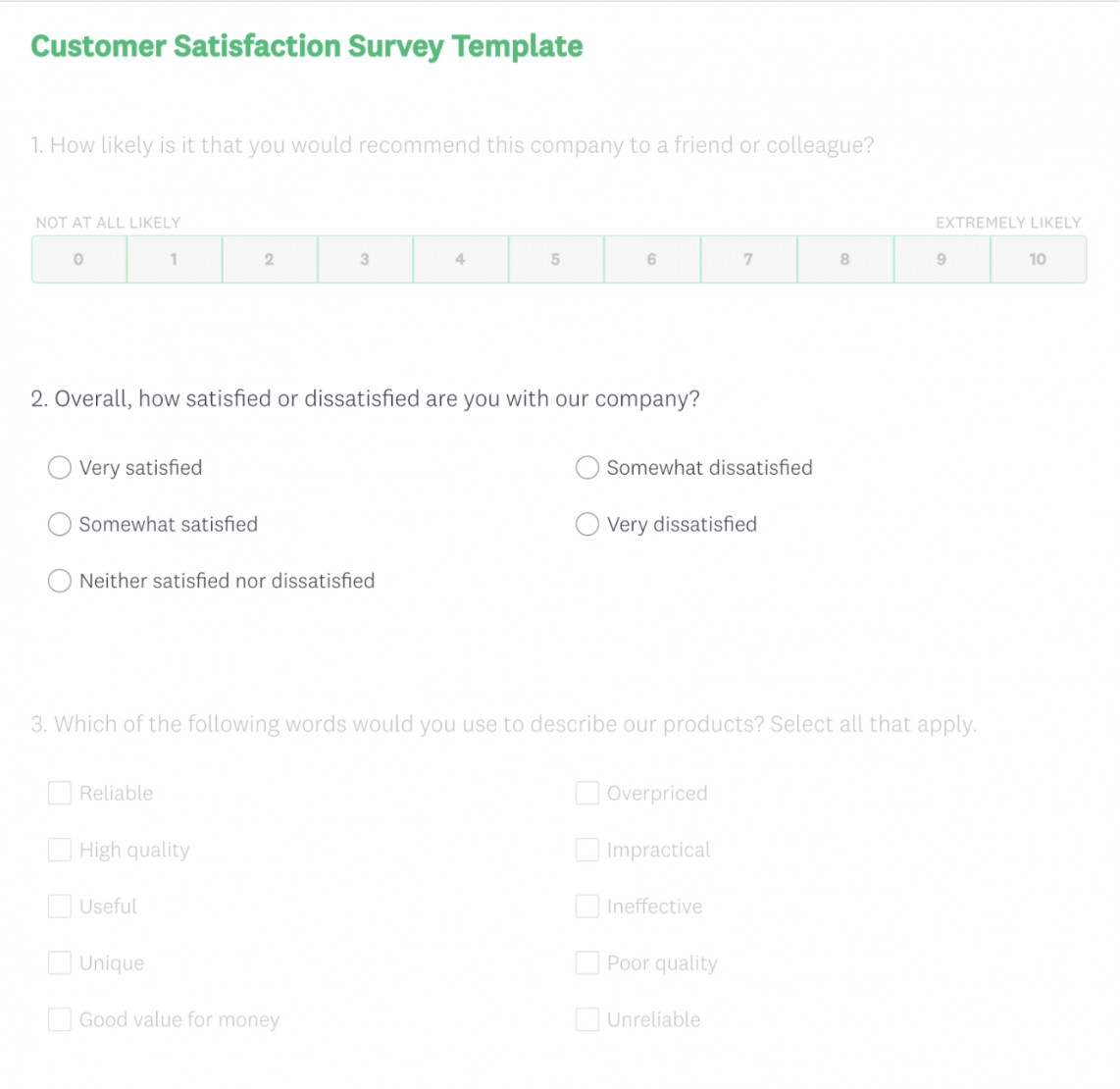 Modelo para Pesquisa de Satisfação do Cliente