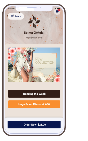 screenshot of ecommerce app