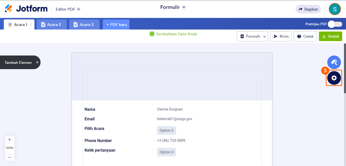 Pengaturan layout buka editor pdf