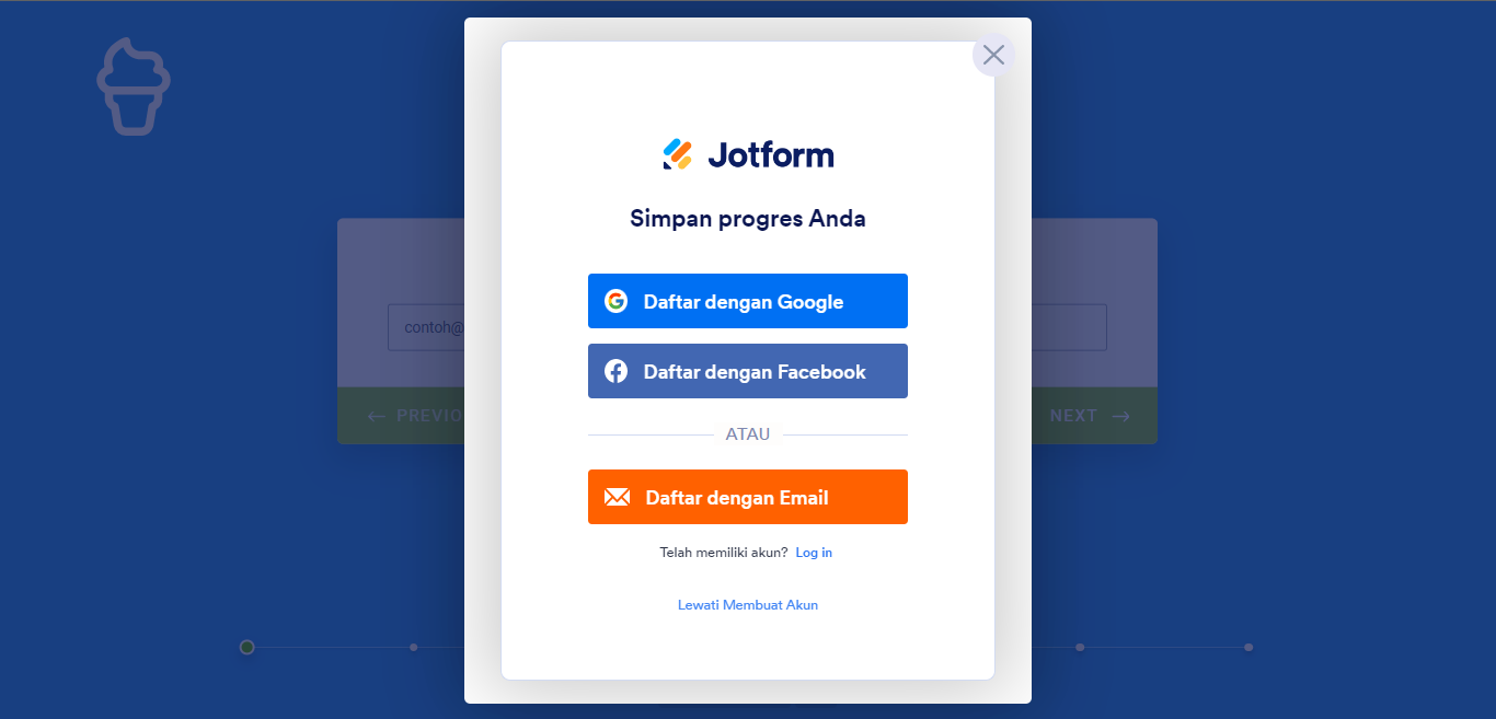 Formulir kartu simpan kemajuan Anda