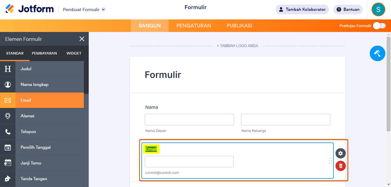 Menambahkan Bidang Konfirmasi Email
