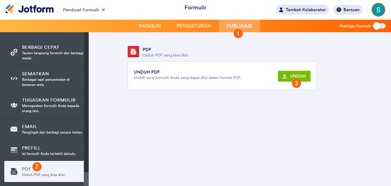 Unduh PDF dari tab Publikasi