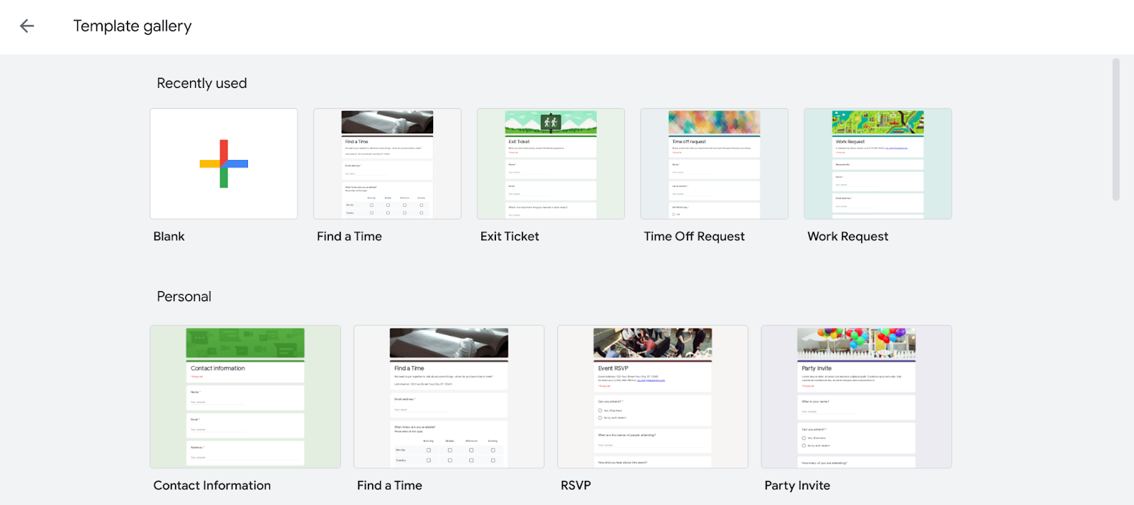 Google template gallery