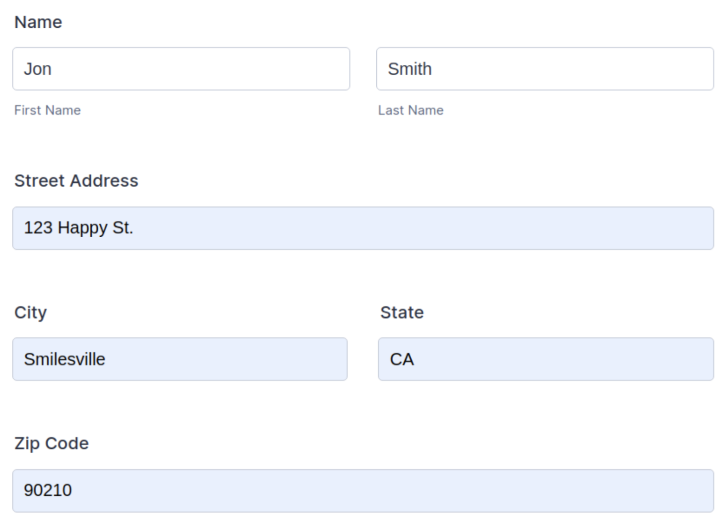 Screenshot of the Prefilled Form