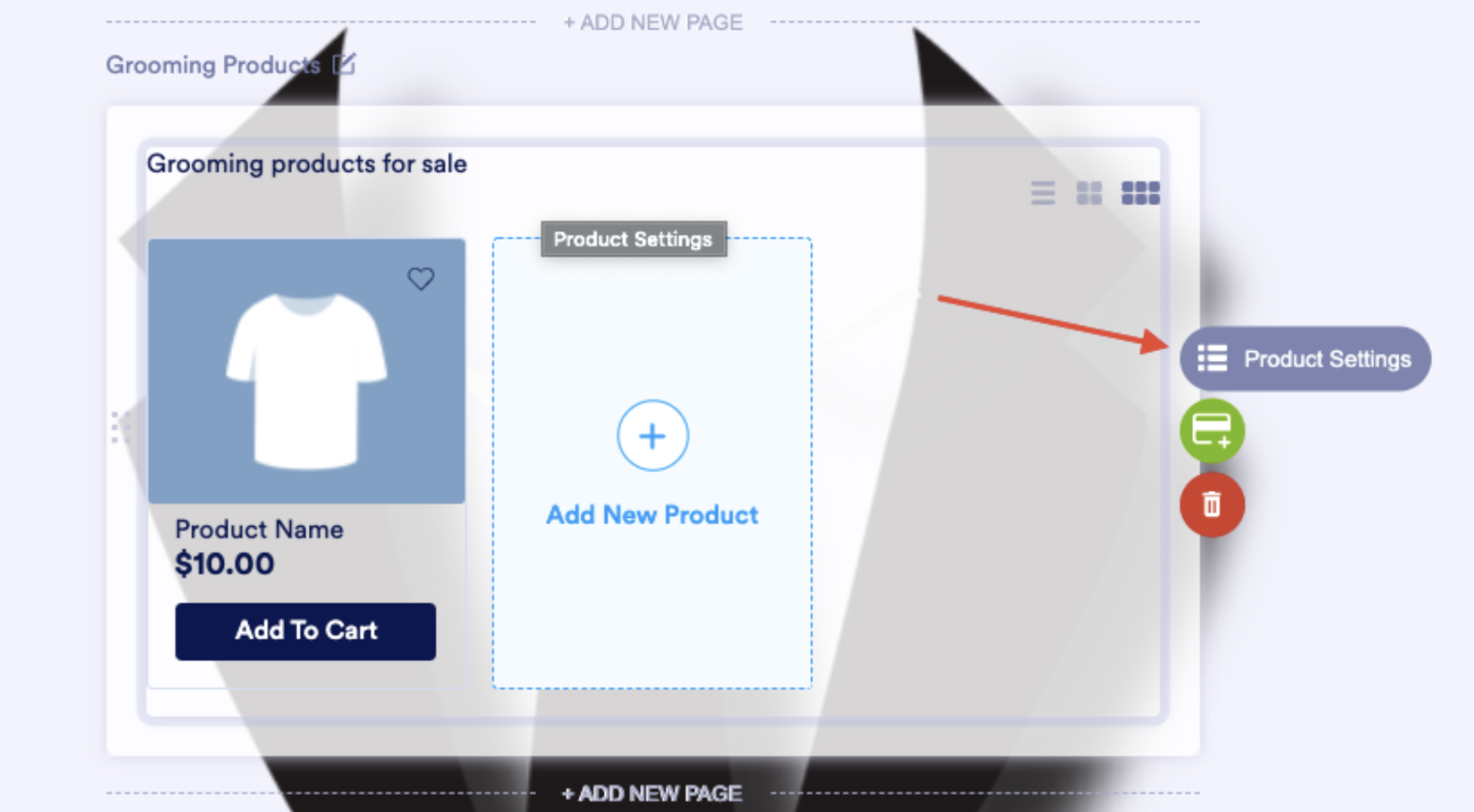 Screenshot of Product List Clicking on Product Settings