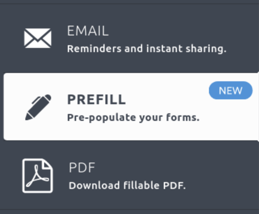 Screenshot of Prefill Tab