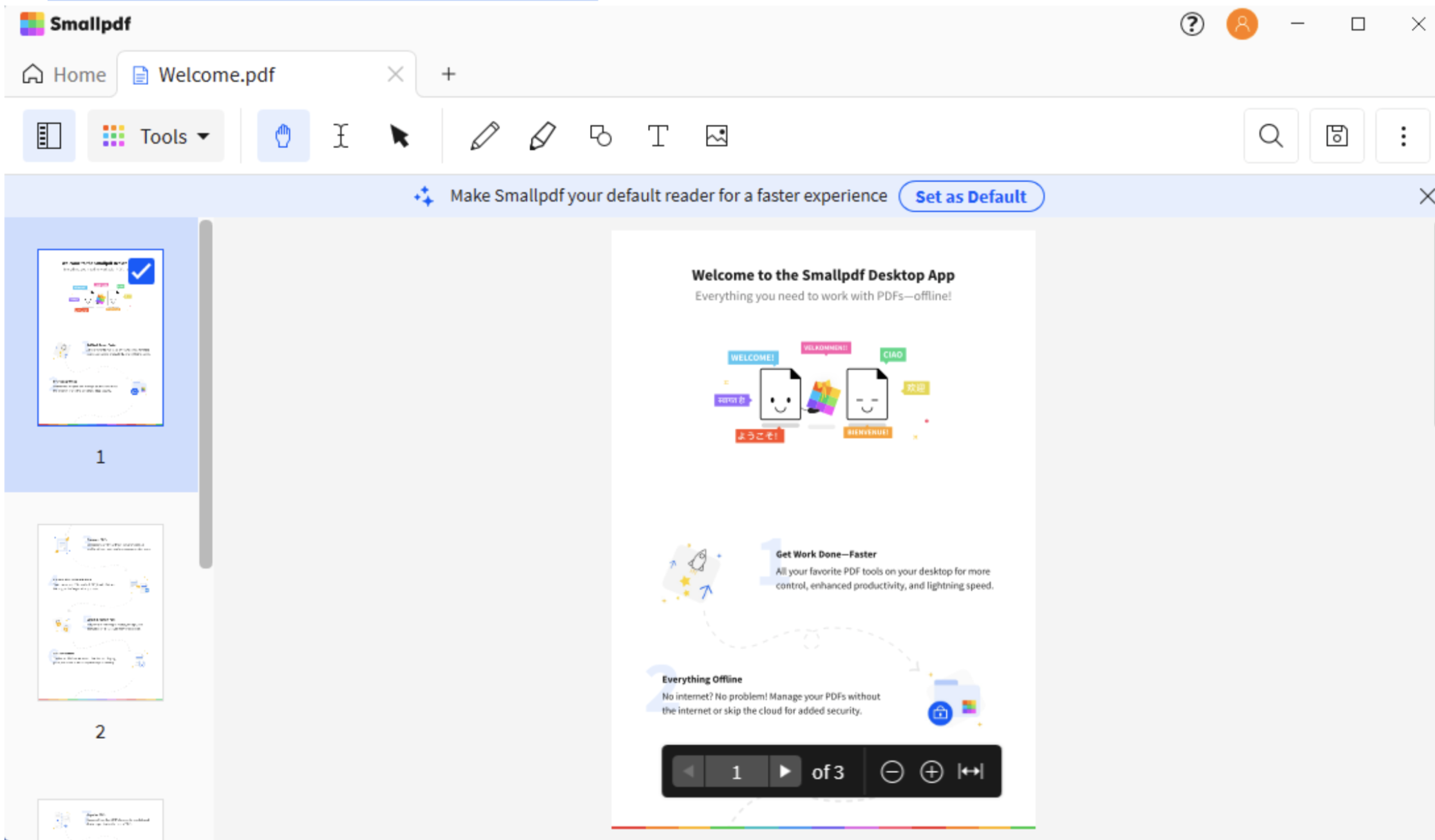 Screenshot of the Smallpdf Desktop Application