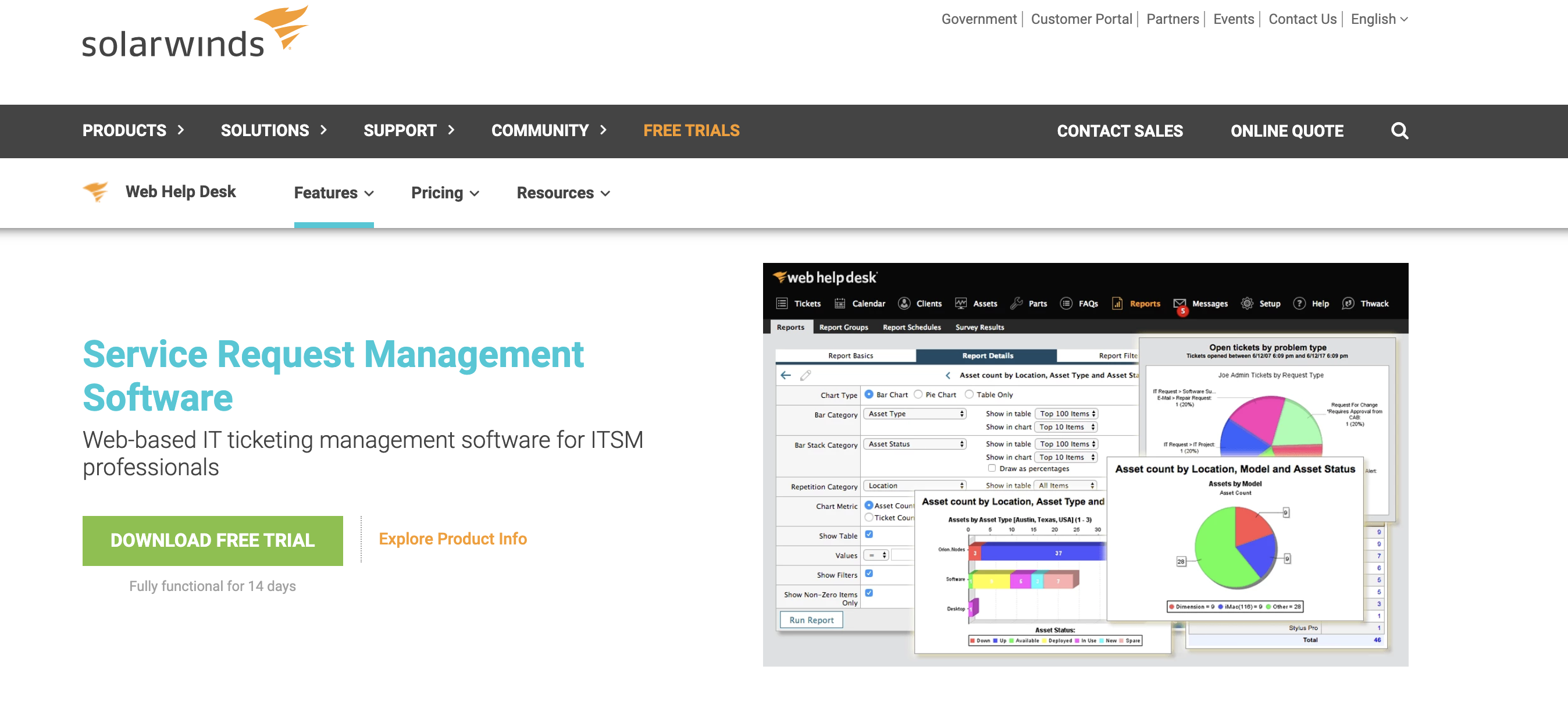 Image of Solarwinds Web Help Desk