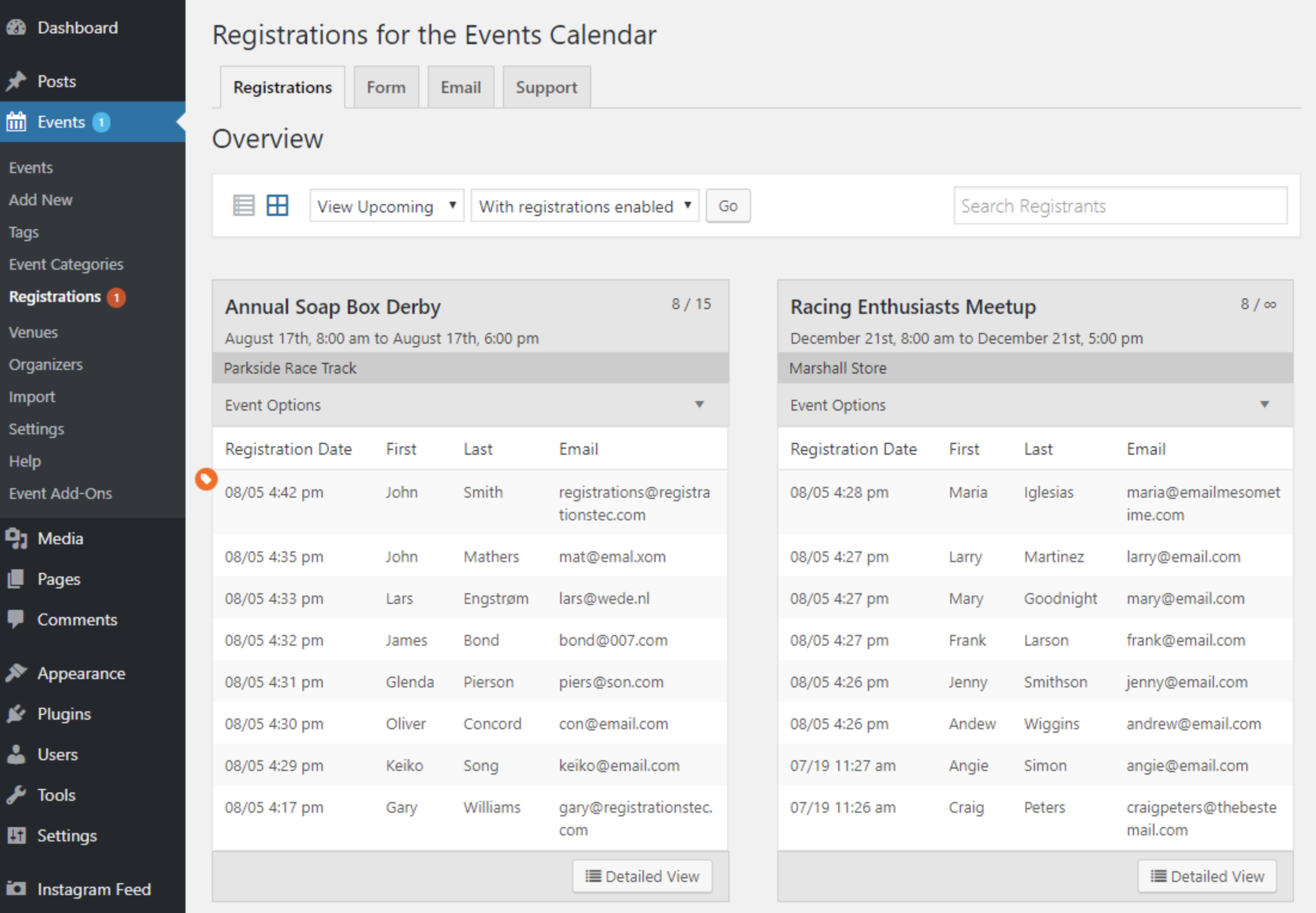 Image of the Events Calendar