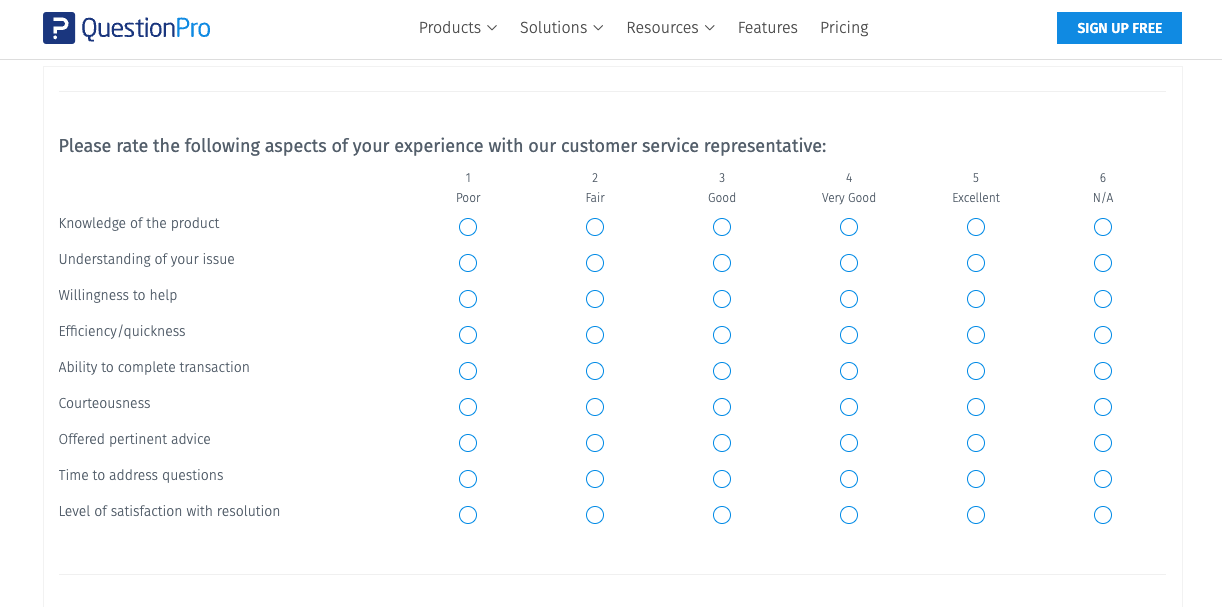 screenshot of questionpro