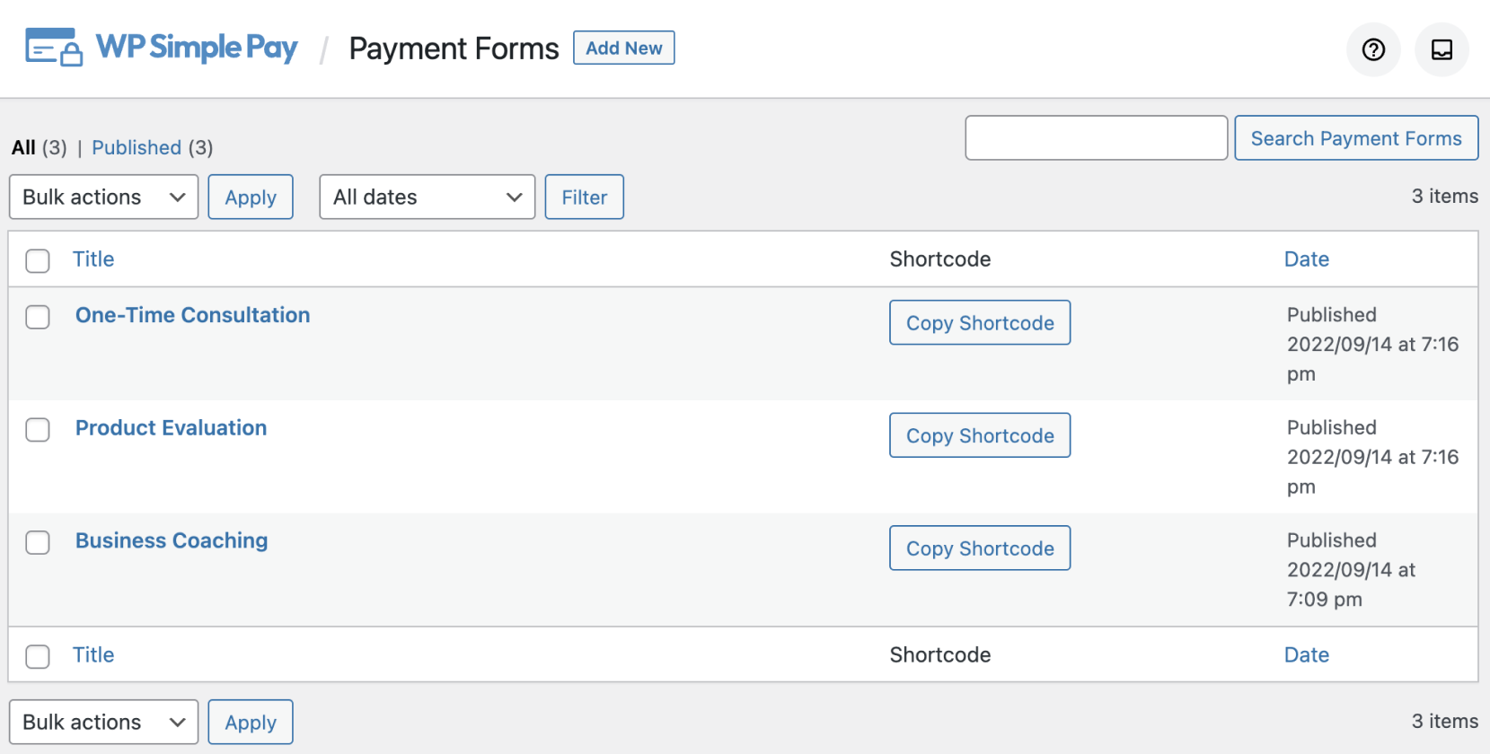 Screenshot of WP Simple Pay
