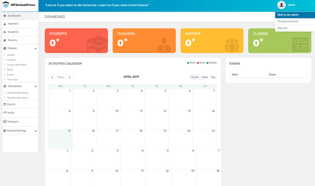 Screenshot of WP schoolpress