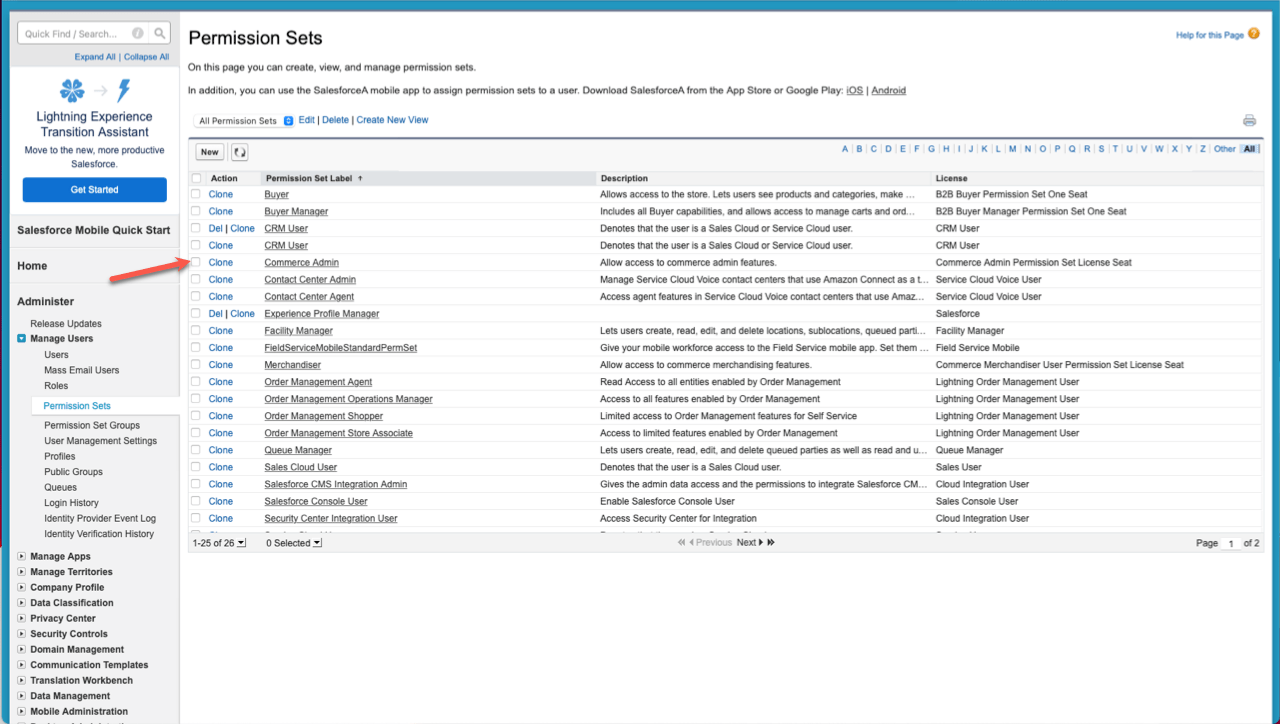 Image of Permission Sets in a Salesforce Profile