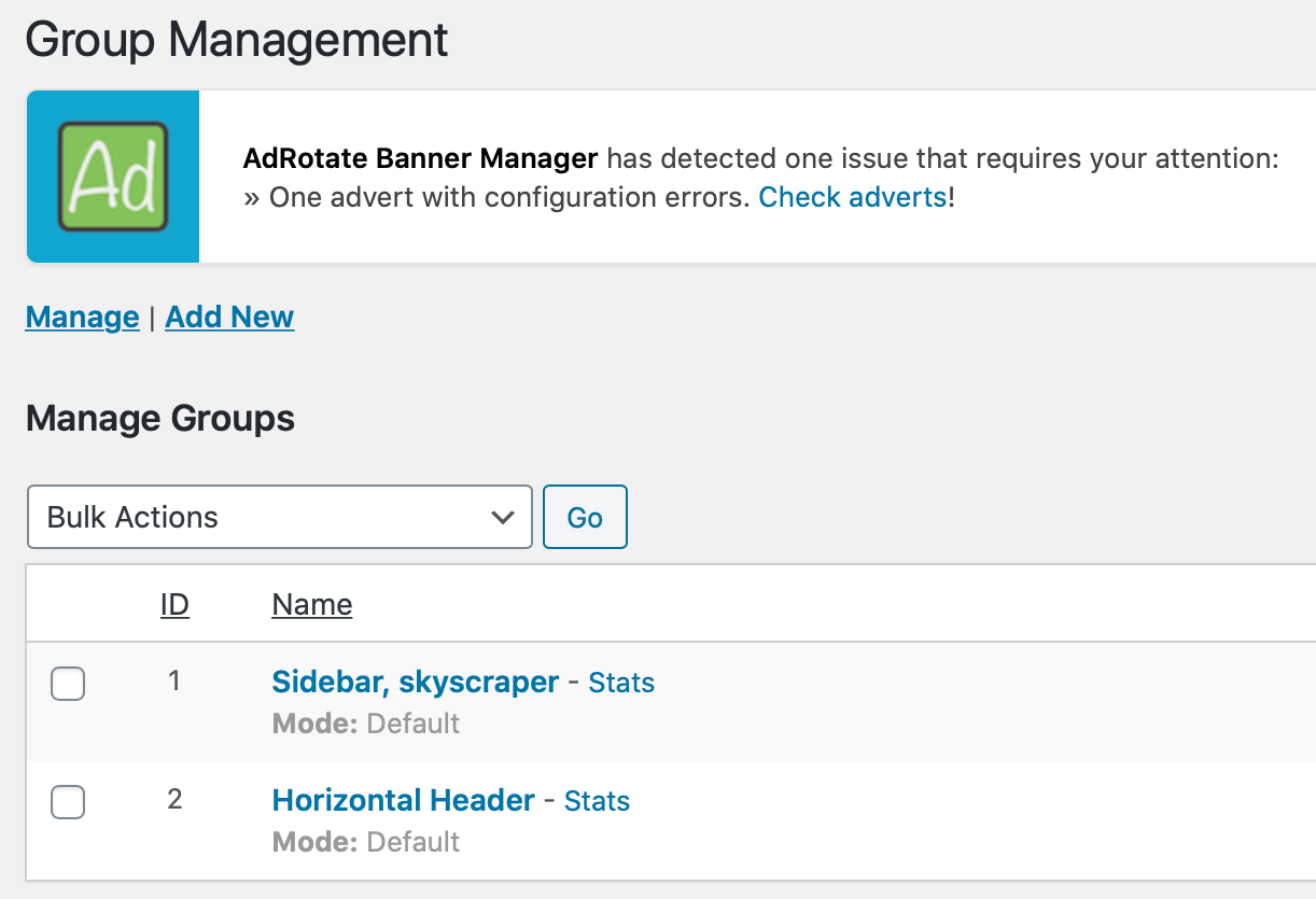 Screenshot of adrotate