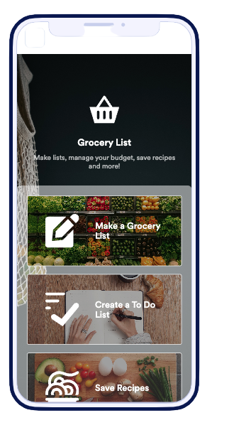 Screenshot of grocery list app