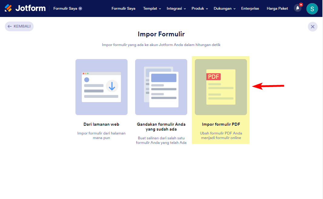 Impor pdf formulir saya