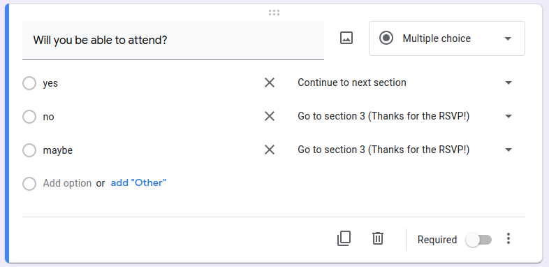 An interface showing a form with multiple sections