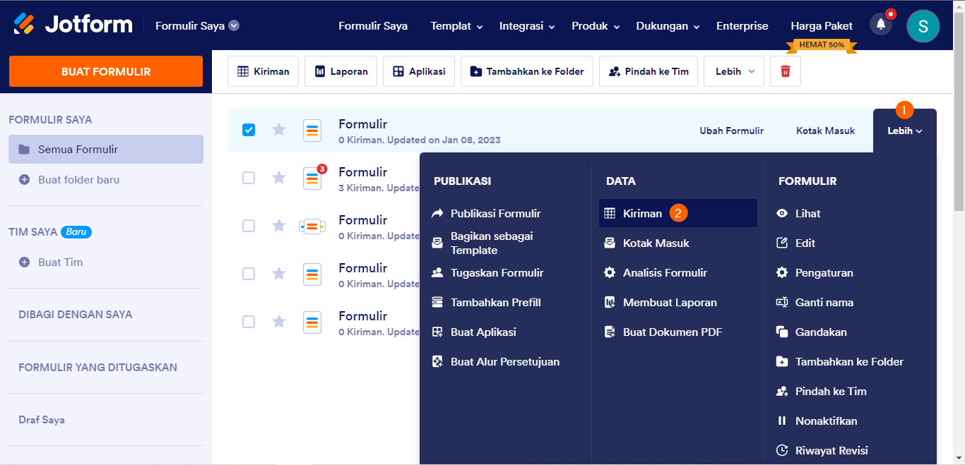 Cara Melihat Kiriman Tertunda di Tabel Jotform Image-2