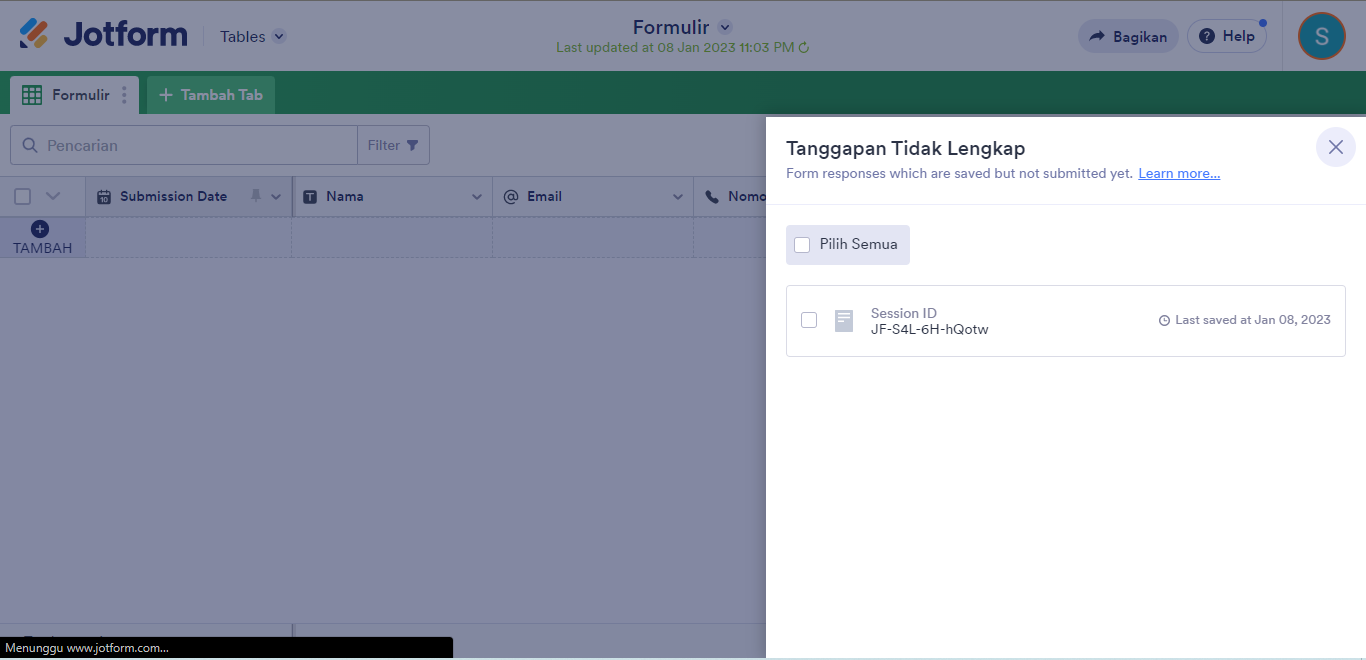 Cara Melihat Kiriman Tertunda di Tabel Jotform Image-4