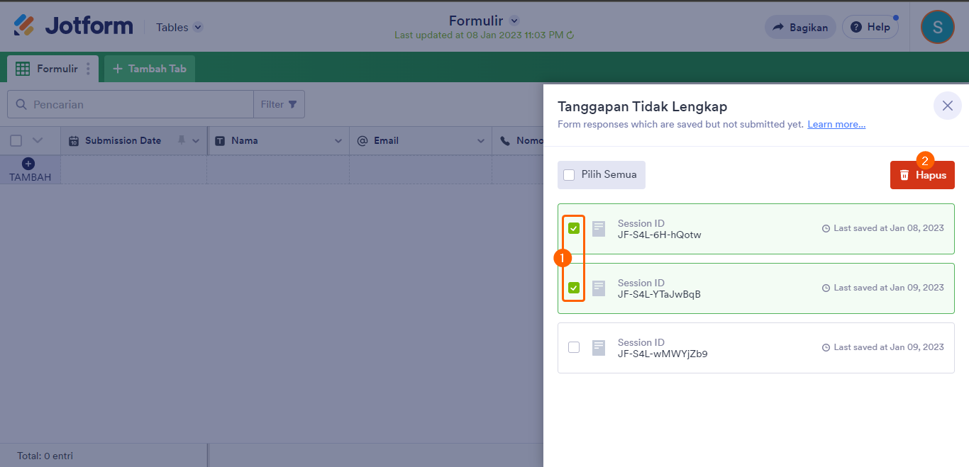 Cara Melihat Kiriman Tertunda di Tabel Jotform Image-6