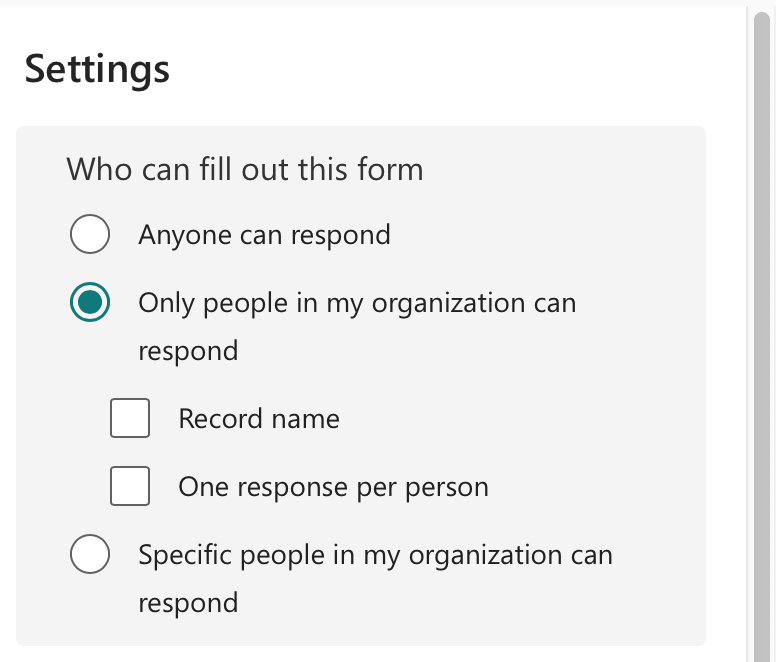 Microsoft Forms Settings options How to create an anonymous survey in Microsoft Forms Image-2